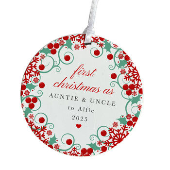 Personalised First Christmas As Auntie And Uncle Ornament, 2 of 7