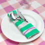 Pale Pink And Mint Green Striped Cotton Napkins X Four, thumbnail 4 of 4