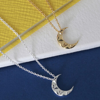 Crescent Moon Necklace In Silver Or 18ct Gold Vermeil, 3 of 8