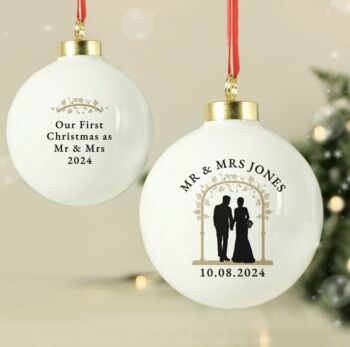 Personalised Ceramic Couple Silhouette Bauble, 2 of 7