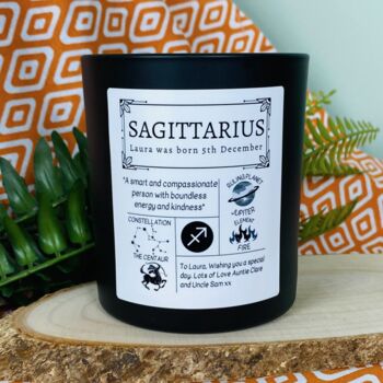 Personalised Sagittarius Star Sign Candle, 2 of 11