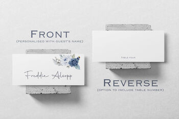 Wedding Place Cards Winter Blue Florals, 3 of 4