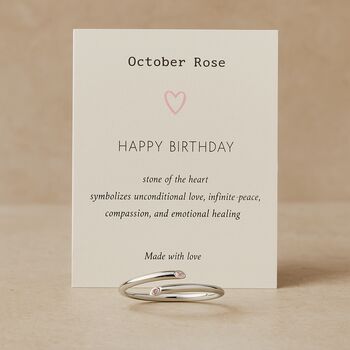 Sterling Silver Adjustable Birthstone Open Ring, 5 of 9