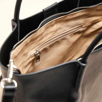 Black Vegan Leather Grab Handbag, 5 of 6