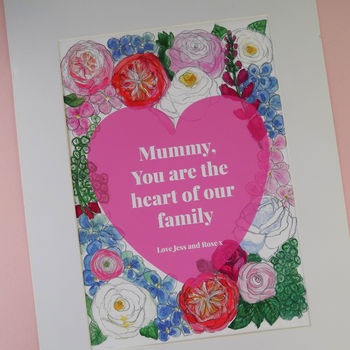 Mummy Watercolour Flowers Personalised Print, 4 of 8