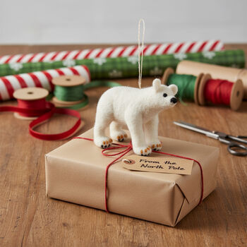 Handmade Felt Polar Bear Biodegradable Hanging Dec, 2 of 2