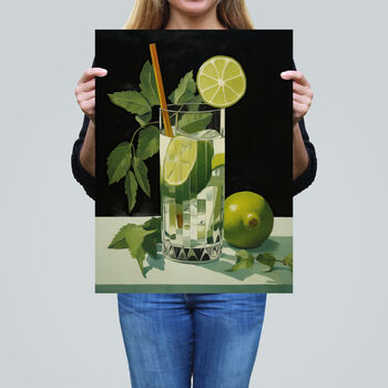 Virgin Mojito Cocktail Green Kitchen Wall Art Print, 2 of 6