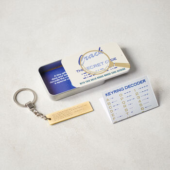Personalised Morse Code Brass Keyring And Decoder In A Tin, 4 of 6