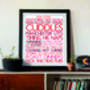 Personalised 'Favourite Things' Framed Print: Reds, thumbnail 6 of 6