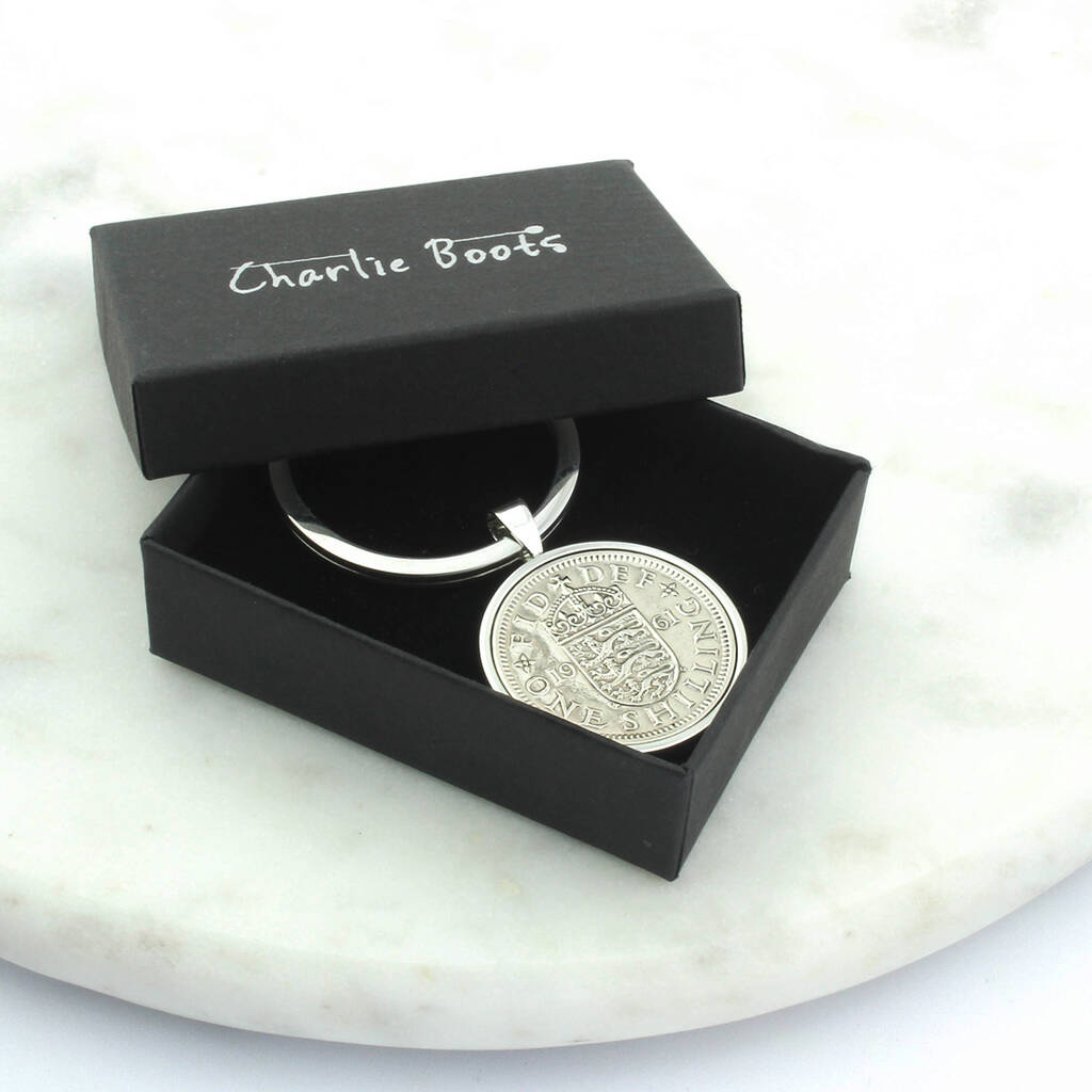 Personalised 1963 60th Birthday Shilling Keyring By Charlie Boots ...