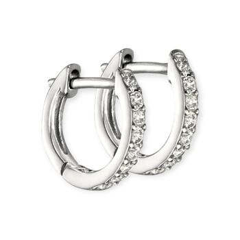 Hoop Earrings With Cubic Zirconia In Sterling Silver, 2 of 8