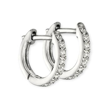 Sterling Silver Hoop Earrings With Cubic Zirconia, 2 of 8