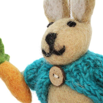 Handmade Felt Rabbit In Cardigan Easter Decoration, 3 of 3