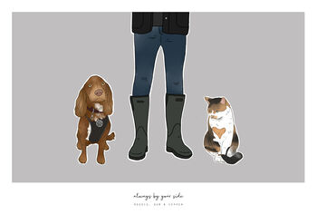 'Always By Your Side' Personalised Pet Portrait Print, 4 of 12