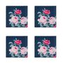 Luxury Linen Like Floral Napkins Rose Garden Navy Blue, thumbnail 5 of 6