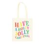Holly Jolly Christmas Polyester Tote Bag, thumbnail 2 of 4