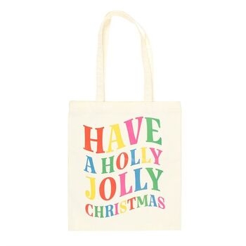 Holly Jolly Christmas Polyester Tote Bag, 2 of 4