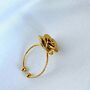 Adjustable Rose Ring Floral Raised Design, 18k Gold Stainless Steel, Waterproof Jewellery, thumbnail 3 of 8