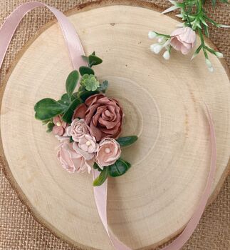 Dusky Pink And Blush Wrist Corsage, 3 of 4