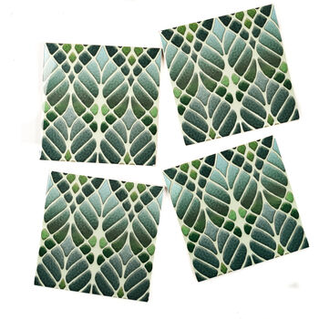 Art Nouveau Green Tile Handprinted Ceramic, 5 of 11
