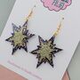 Blue And Gold Double Star Glitter Christmas Resin Earrings, thumbnail 3 of 4