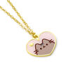 Pusheen The Cat Pink And Gold Heart Necklace, thumbnail 5 of 7