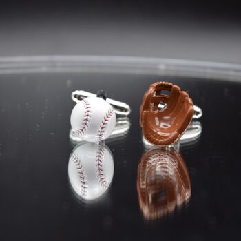Baseball And Glove Cufflinks | 316 L Stainless Steel Sports Gift For Men, 6 of 7