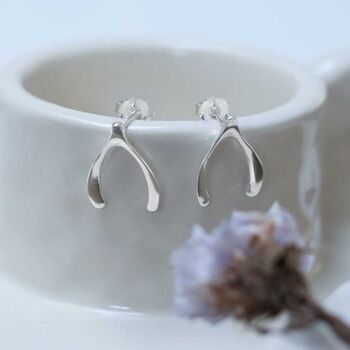 Sterling Silver Wishbone Studs, 7 of 9