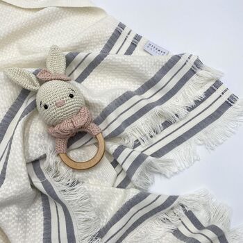 Lipsi Striped Peshtemal Towel Pebble Grey, 9 of 12