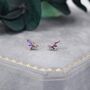 Sterling Silver Amethyst Purple Cz Marquise Cluster Stud Earrings, thumbnail 4 of 11