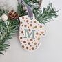 Small, Handstamped, Personalised Mitten Decoration, thumbnail 3 of 4