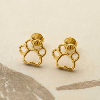 Sterling Silver Paw Print Studs, 6 of 9