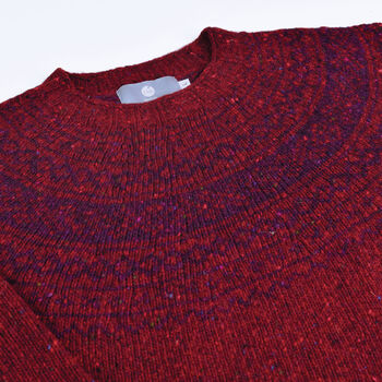 T Lab Conall Warm Red Fair Isle Lambswool Jumper, 2 of 6
