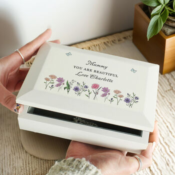 Personalised Wild Flowers Wooden Jewellery Box, 3 of 6