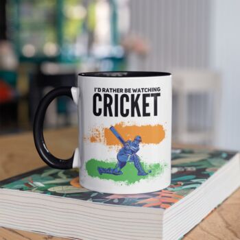 I’d Rather Be Watching Cricket Indian Flag Mug, 2 of 3