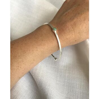 925 Silver Tri Stone Bangle, Chrysophrase, 2 of 3