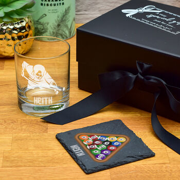 Personalised Pool Player Whiskey Glass Tumbler Gift Set, 3 of 4