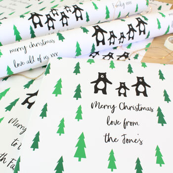 Personalised Family Woodland Bears, Christmas Gift Wrap, 2 of 3