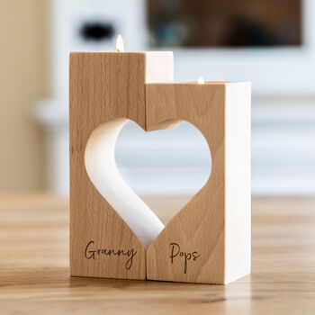 Personalised Grandparent Gift Heart Candle Holder Set, 3 of 3