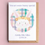 Bunny Personalised New Baby Girl / Christening Card, thumbnail 1 of 2