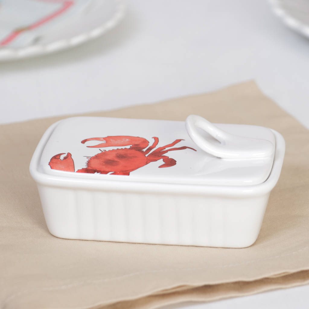Set Of Two Ocean Delicacies Crab Oval Serving Trays By Dibor