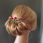 Handcrafted Red Rose Hair Pins Set Of Three, thumbnail 3 of 8