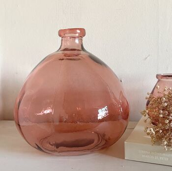 Hand Blown Recycled Glass Vase Blush, 4 of 4