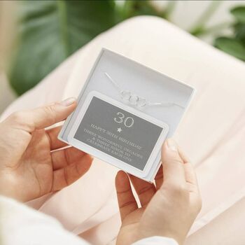 30th Birthday Sterling Silver Three Ring Bracelet, 6 of 6