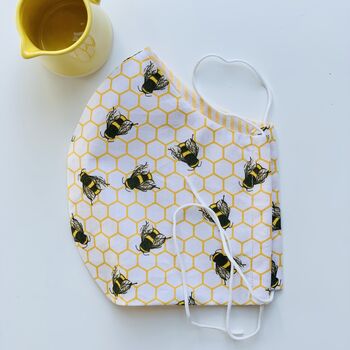 Face Mask Honeycomb Bees/Stripes Cotton Hand Made, 2 of 3