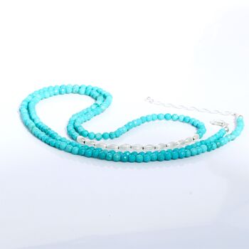 Long Turquoise Howlite Beaded Necklace With Sterling Silver Beads, 7 of 11