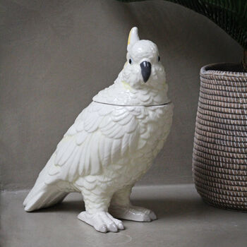 White Ceramic Parrot Jar, 3 of 4