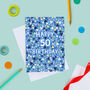 50th Birthday Card For Men, Geometric 50th Card, For Him, thumbnail 1 of 2