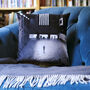 Industrial Monochrome Cushion – Velvet Architectural Print, UK Made, thumbnail 1 of 5