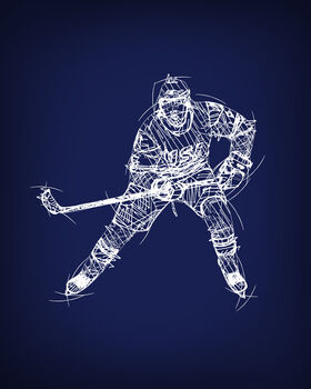 Ice Hockey Rough Sketch Set Of Three Prints, 3 of 4